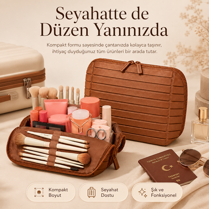 Premium Deri Makyaj Organizeri